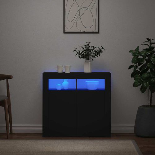 Vidaxl Buffet Avec Lumières LED Noir 80x35x75 Cm Placard Armoire Meuble De Rangement Intérieur
