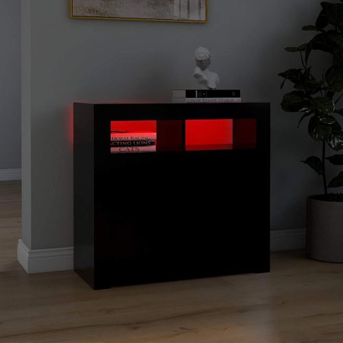 Vidaxl Buffet Avec Lumières LED Noir 80x35x75 Cm Placard Armoire Meuble De Rangement Intérieur