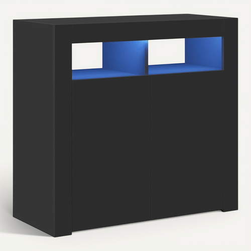 Vidaxl Buffet Avec Lumières LED Noir 80x35x75 Cm Placard Armoire Meuble De Rangement Intérieur