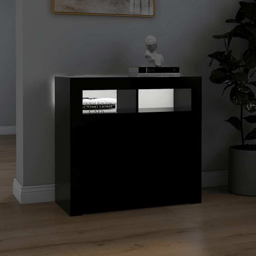 Vidaxl Buffet Avec Lumières LED Noir 80x35x75 Cm Placard Armoire Meuble De Rangement Intérieur
