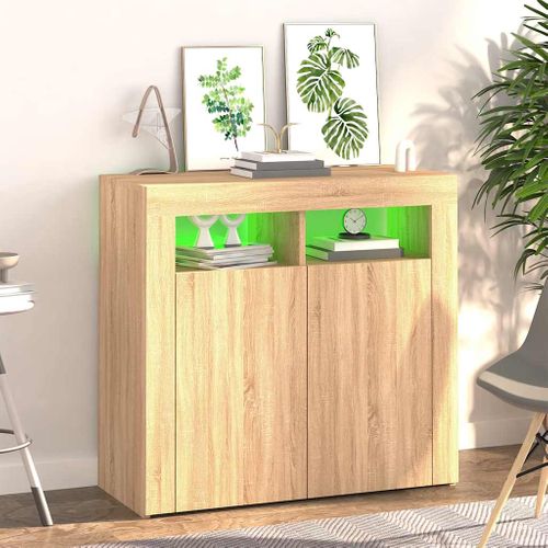 Buffet Avec Lumières LED Chêne Sonoma 80x35x75 Cm