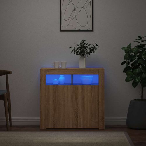Buffet Avec Lumières LED Chêne Sonoma 80x35x75 Cm