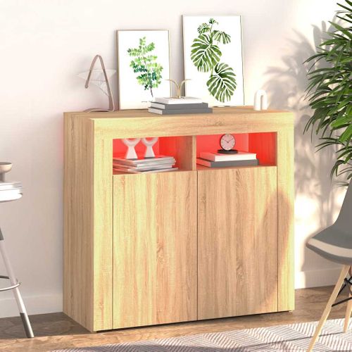 Buffet Avec Lumières LED Chêne Sonoma 80x35x75 Cm