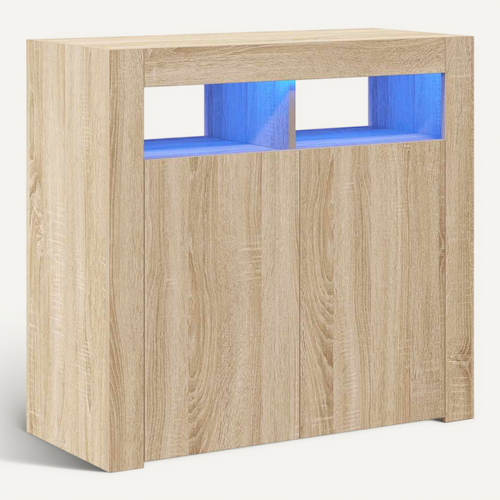 Buffet Avec Lumières LED Chêne Sonoma 80x35x75 Cm