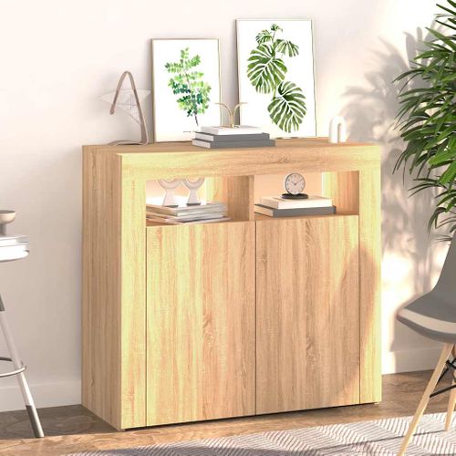 Buffet Avec Lumières LED Chêne Sonoma 80x35x75 Cm