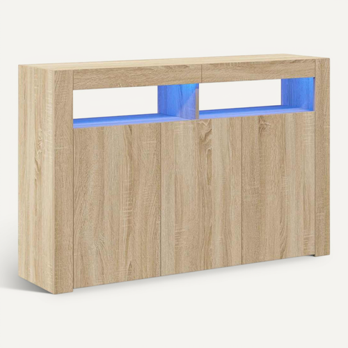 Vidaxl Buffet Avec Lumières LED Chêne Sonoma 115,5x30x75 Cm Placard Armoire Meuble De Rangement