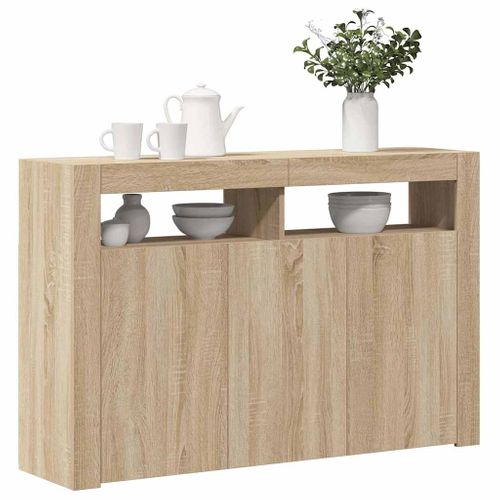 Vidaxl Buffet Avec Lumières LED Chêne Sonoma 115,5x30x75 Cm Placard Armoire Meuble De Rangement