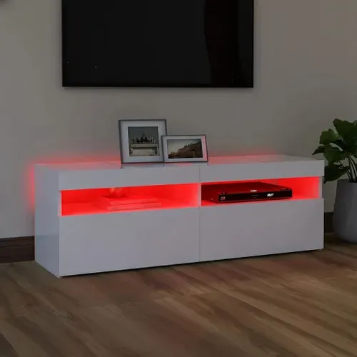 Meuble TV Avec Lumières LED Blanc 120x35x40 Cm