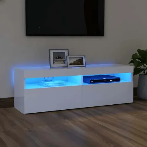 Meuble TV Avec Lumières LED Blanc 120x35x40 Cm