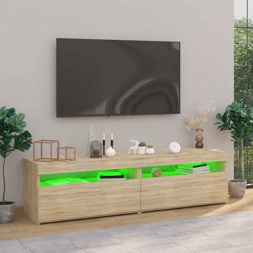 Meubles TV 2 Pièces Avec Lumières LED Chêne Sonoma 75x35x40 Cm