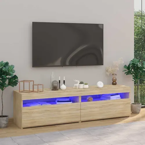 Meubles TV 2 Pièces Avec Lumières LED Chêne Sonoma 75x35x40 Cm