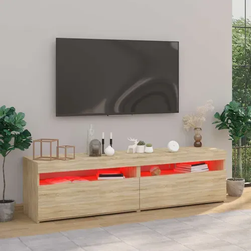 Meubles TV 2 Pièces Avec Lumières LED Chêne Sonoma 75x35x40 Cm