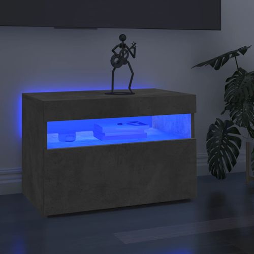 Meuble TV Avec Lumières LED Gris Béton 60x35x40 Cm