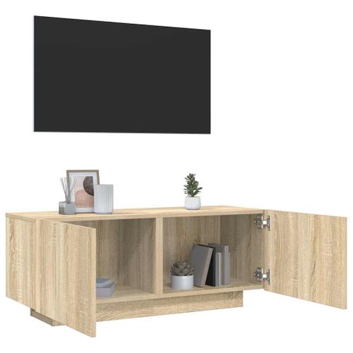 Meuble TV Chêne Sonoma 100x35x40 Cm Bois Contreplaqué