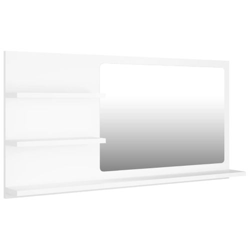 Miroir De Salle De Bain Avec Étagères De Rangement Mural Blanc 90x10,5x45 Cm Bois Composé