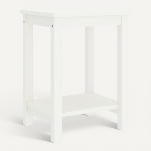 Table De Chevet En Pin Massif Blanc 35 X 30 X 47 Cm Avec Étagère