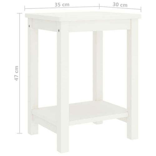 Table De Chevet En Pin Massif Blanc 35 X 30 X 47 Cm Avec Étagère