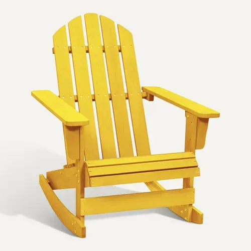 Chaise À Bascule De Jardin Adirondack Bois De Sapin Jaune