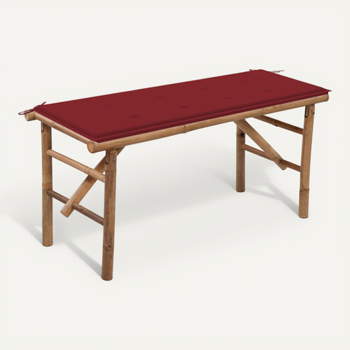 Banc De Jardin Pliable Avec Coussin 118 Cm Bambou