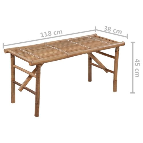 Banc De Jardin Pliable Avec Coussin 118 Cm Bambou