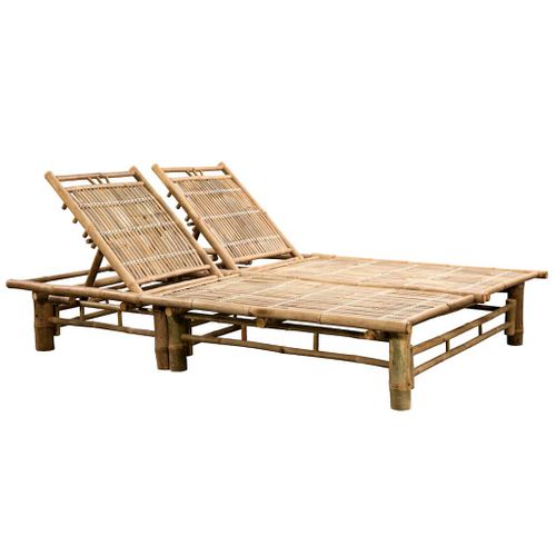Chaise Longue Pour 2 Personnes Avec Coussins Bambou Accoudoirs Réglables
