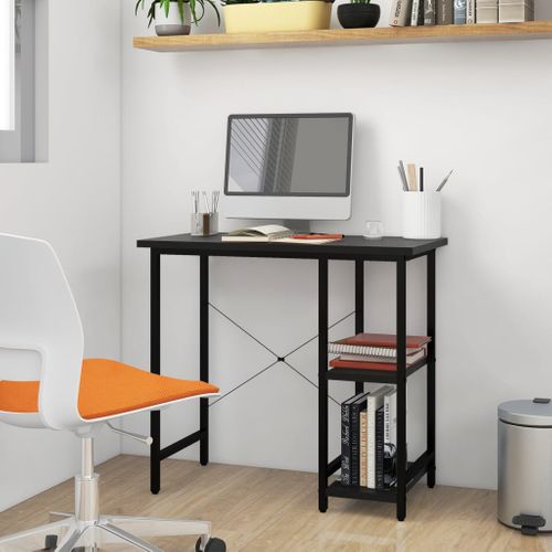 Bureau D'ordinateur 80 X 40 Cm Noir Mdf Et Métal Poste De Travail Compact De Style Industriel