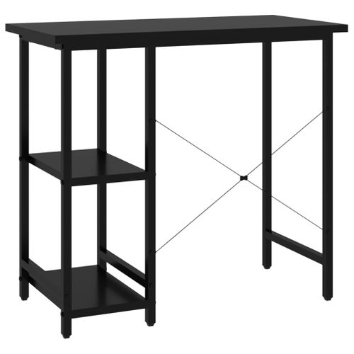 Bureau D'ordinateur 80 X 40 Cm Noir Mdf Et Métal Poste De Travail Compact De Style Industriel