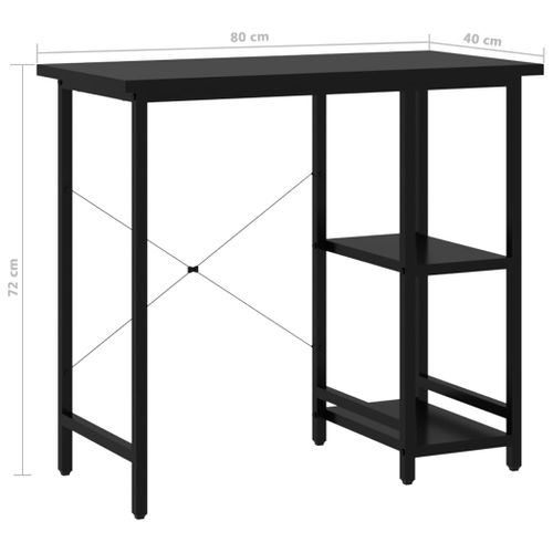 Bureau D'ordinateur 80 X 40 Cm Noir Mdf Et Métal Poste De Travail Compact De Style Industriel
