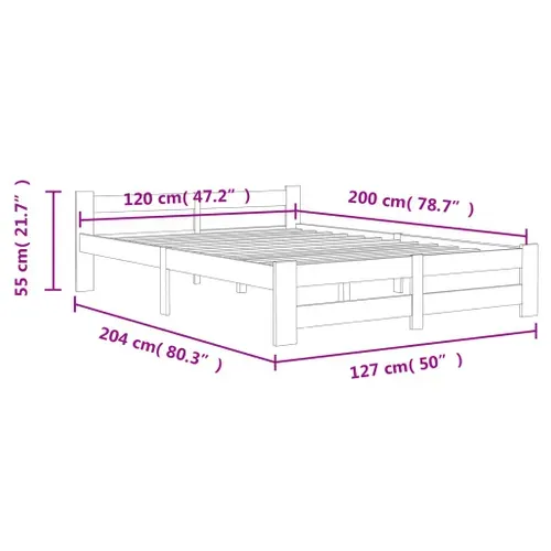 Cadre De Lit Sans Matelas Bois De Pin Massif 120x200 Cm