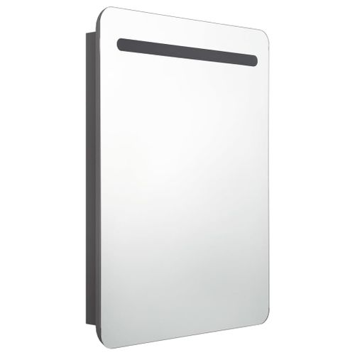 Armoire De Salle De Bain à Miroir LED Gris 60x11x80 Cm