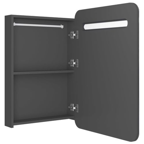 Armoire De Salle De Bain à Miroir LED Gris 60x11x80 Cm