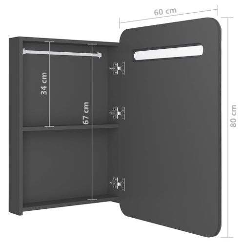 Armoire De Salle De Bain à Miroir LED Gris 60x11x80 Cm