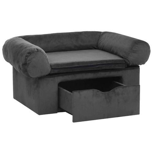 Canapé Pour Chien Avec Tiroir Gris Foncé 75x50x38 Cm Peluche