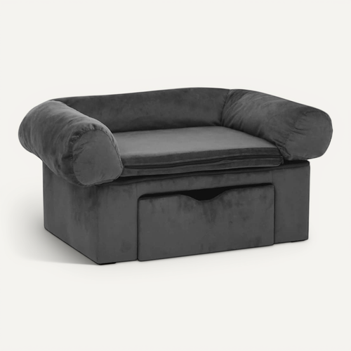 Canapé Pour Chien Avec Tiroir Gris Foncé 75x50x38 Cm Peluche