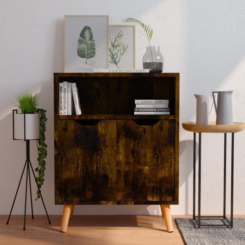 Buffet Chêne Fumé 60x30x72 Cm Bois Contreplaqué
