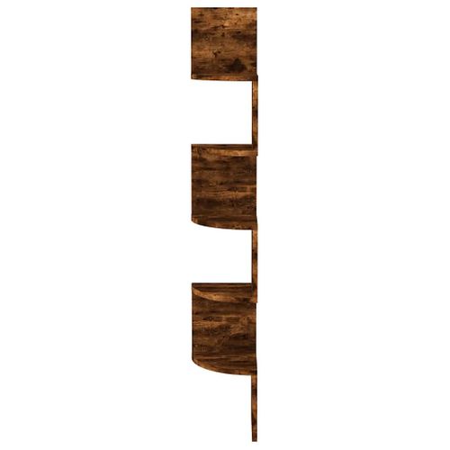 étagère D'angle Murale Chêne Fumé 19x19x123cm Bois Contreplaqué