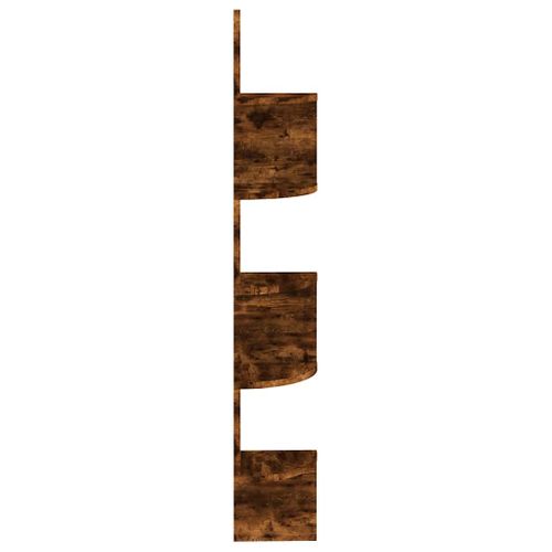 étagère D'angle Murale Chêne Fumé 19x19x123cm Bois Contreplaqué