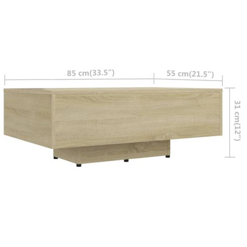 Table Basse Chêne Sonoma 85x55x31 Cm Bois Contreplaqué