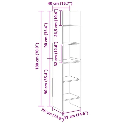 Bibliothèque Blanc 40x35x180 Cm Bois Contreplaqué