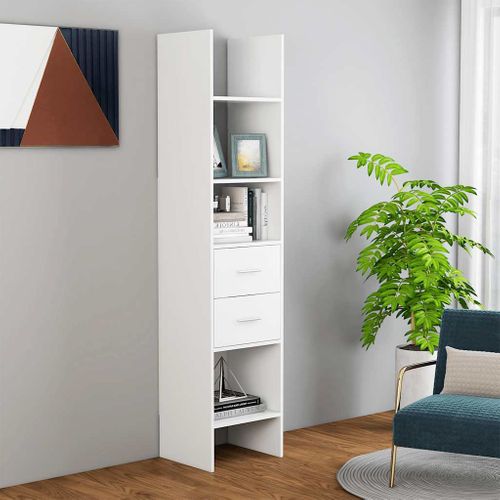 Bibliothèque Blanc 40x35x180 Cm Bois Contreplaqué