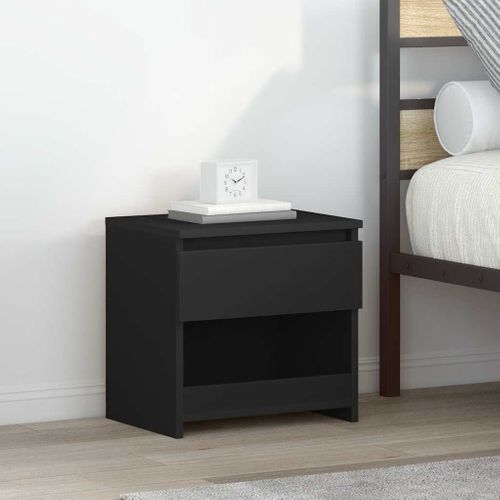 Tables De Chevet 2 Pièces Avec Tiroir Noir 40x30x39 Cm Bois D'ingénierie Armoires De Nuit