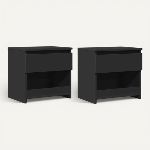 Tables De Chevet 2 Pièces Avec Tiroir Noir 40x30x39 Cm Bois D'ingénierie Armoires De Nuit