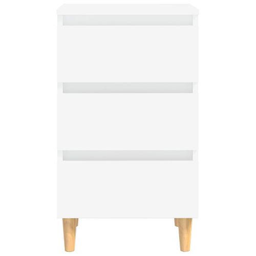 Table De Chevet Avec Pieds En Bois Solide Blanc 40x35x69 Cm