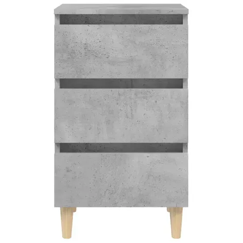 Table De Chevet Avec Pieds En Bois Solide Gris Béton 40x35x69cm