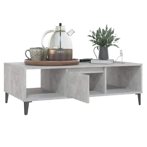 Table Basse Gris Béton 103,5x60x35 Cm Bois Contreplaqué