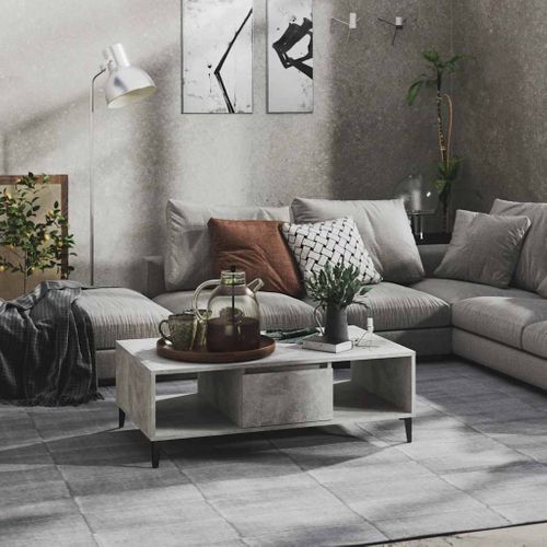Table Basse Gris Béton 103,5x60x35 Cm Bois Contreplaqué