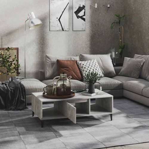 Table Basse Gris Béton 103,5x60x35 Cm Bois Contreplaqué
