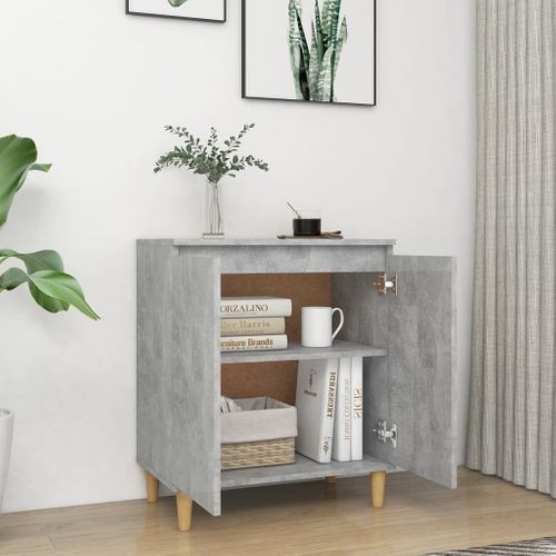 Buffet Avec Pieds En Bois Gris Béton Bois Contreplaqué