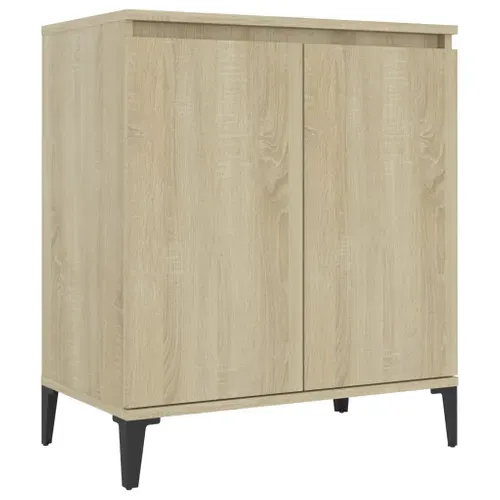 Buffet 60x35x70 Cm Chêne Sonoma Bois Contreplaqué Pieds En Métal 2 Portes Rangement