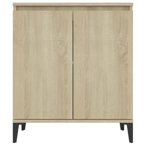 Buffet 60x35x70 Cm Chêne Sonoma Bois Contreplaqué Pieds En Métal 2 Portes Rangement